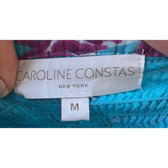 Caroline Constas Blue Floral Halter Maxi Dress Size M NWT Fit Flare Resort Vacay - Picture 7 of 10